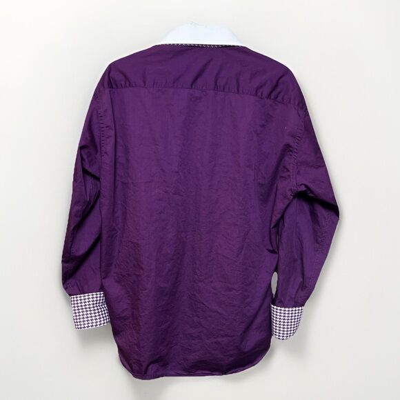 Maceoo Mens Size 5/XL Long Sleeve Button Up Shirt Purple Flip Cuffs - Picture 2 of 12